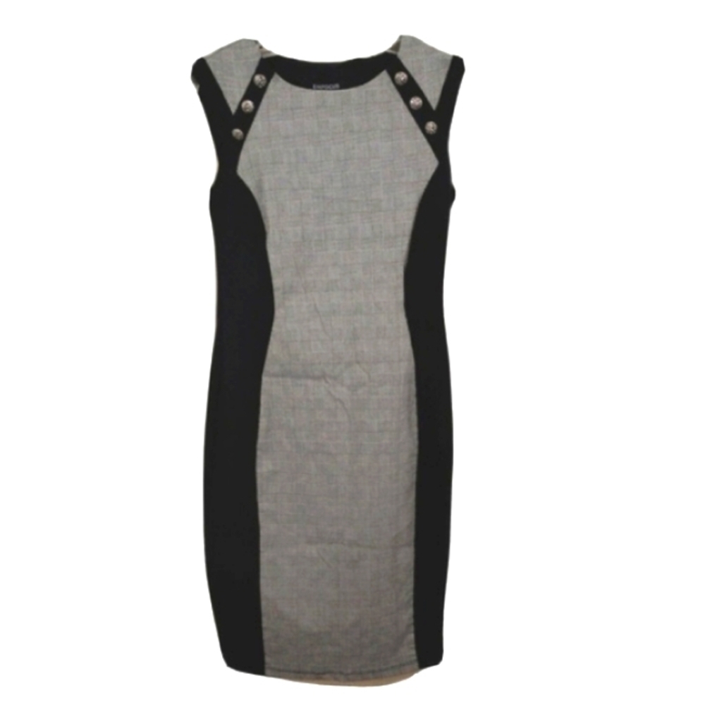 EN FOCUS STUDIO Womens Sz 6 Black White Sleeveless Pencil Dress
